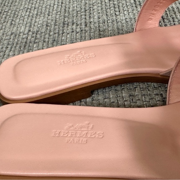 NEW Hermes Rose Pale Epsom Calfskin Oran SandalS - Picture 8 of 13